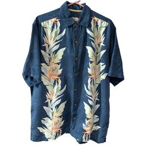 Tommy Bahama Mens Medium 100% Silk Floral Hawaiian Shirt